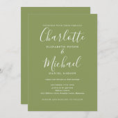 Invitation Moss Green Elegant moderne QR Code Mariage (Devant / Derrière)