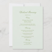 Invitation Moss Green Estate Wedding Itinerary Card (Devant)