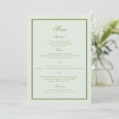 Invitation Moss Green Estate Wedding Menu Card (Debout devant)