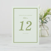 Invitation Moss Green Estate Wedding Table Number Card (Debout devant)
