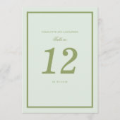 Invitation Moss Green Estate Wedding Table Number Card (Devant)