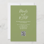 Invitation Moss Green Floral Greenery QR Code Mariage (Dos)