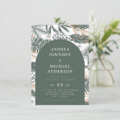 Invitation Moss Green Forêt Aiguilles & Fleurs d'arc (Debout devant)