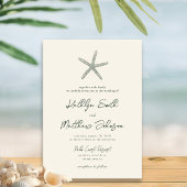 Invitation Moss Green Modern Shell Beach Destination Mariage