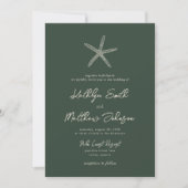 Invitation Moss Green Modern Shell Beach Destination Mariage (Devant)