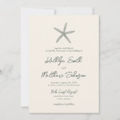 Invitation Moss Green Modern Shell Beach Destination Mariage (Devant)