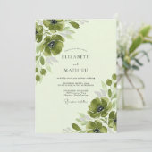 Invitation Moss Green Romantic Anemone Spring Wedding (Debout devant)
