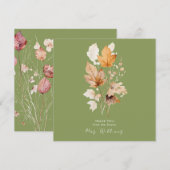 Invitation Moss Green Whispers of Fall Fête des mariées Merci (Devant / Derrière)