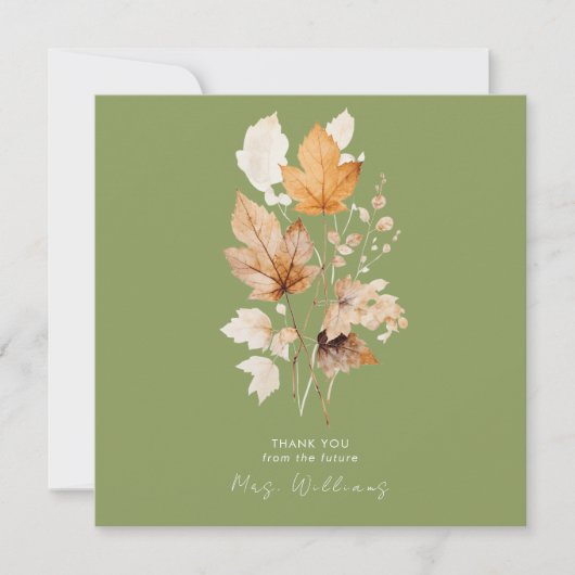 Invitation Moss Green Whispers of Fall Fête des mariées Merci (Devant)