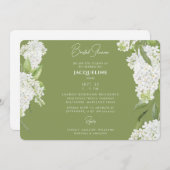Invitation Moss Green White Hydrangeas Fête des mariées II (Devant / Derrière)
