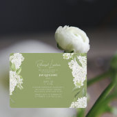 Invitation Moss Green White Hydrangeas Rehearsal Luncheon