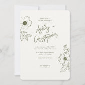 Invitation Moss végétale végétale minimale Mariage photo vert (Devant)