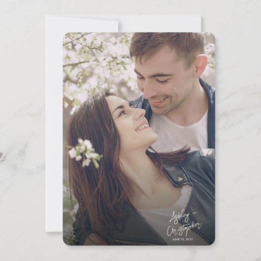 Invitation Moss végétale végétale minimale Mariage photo vert (Dos)