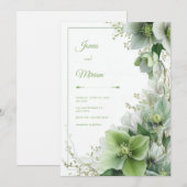 Invitation Mossy Sage Hellebore Botanical Frame Wedding (Devant / Derrière)