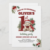 Invitation Most Onederful Time Christmas 1st Birthday Party (Devant / Derrière)