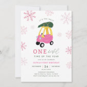 Invitation Most ONEderful Time Of The Year Pink 1st Birthday (Devant)