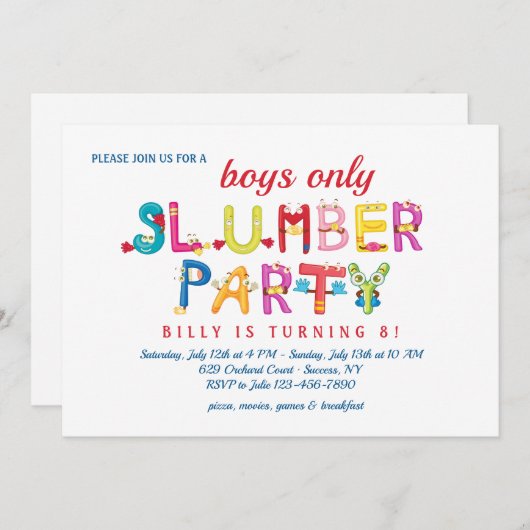 Invitation Mot de la partie de sciage (Devant / Derrière)