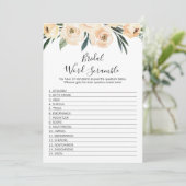 Invitation Mot nuptiale floral Scramble Bride jeu de douche (Debout devant)