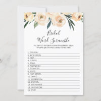 Mot nuptiale floral Scramble Bride jeu de douche