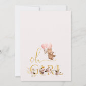 Invitation Mot Or Blush Floral Teddy Bear Baby shower (Dos)
