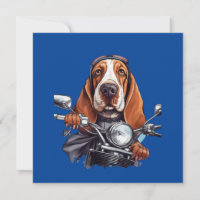 Motard canin cool, conducteur de chien basset houn