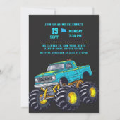 Invitation Moteurs de rugissement Enfants Monster Camion fête (Dos)