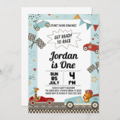 Invitation Moteurs de voitures de course Anniversaire Fête In (Devant / Derrière)