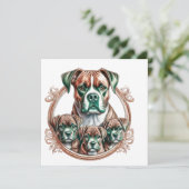 Invitation Mother Boxer And Her 3 Pups (Debout devant)