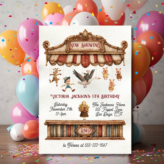 Invitation Mother Goose Puppet Show Birthday Party