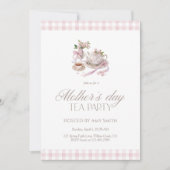 Invitation Mother’s Day Tea Party Pink Gingham (Devant)