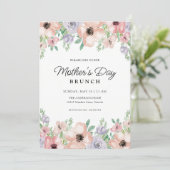 Invitation Mother's Day Brunch Pastel Watercolor Floral  (Debout devant)