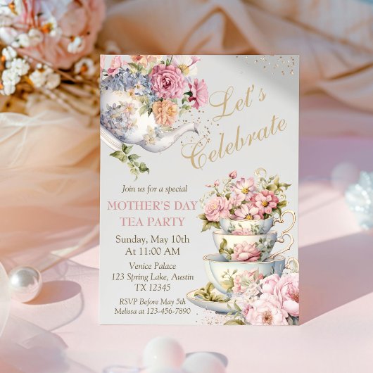 Invitation Mother's Day Brunch Tea Party Floral
