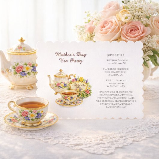 Invitation Mother's Day Elegant Tea Party 