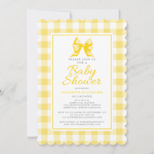 Invitation Motif à carreaux gingham jaune pastel et blanc ave