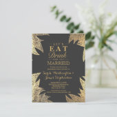 Invitation Motif à feuilles dessinées Faux or tendance (Debout devant)