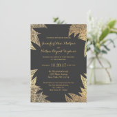 Invitation Motif à feuilles dessinées Faux or tendance (Debout devant)