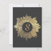 Invitation Motif à feuilles dessinées Faux or tendance (Dos)