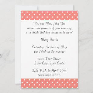 Invitation Motif à points Polka rose blanc et corail