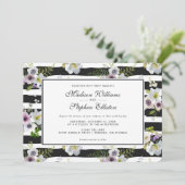 Invitation Motif à rayures florales peintes - Mariage (Debout devant)