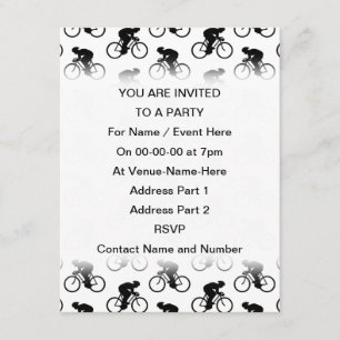 Invitation Motif à vélo en noir et blanc.