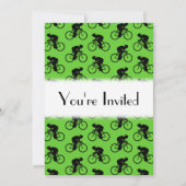 Invitation Motif à vélo vert et noir. (Devant)