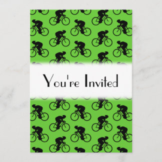 Invitation Motif à vélo vert et noir.