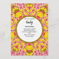 Motif Abstrait Moderne Artistique Jaune et Rose