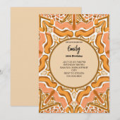 Invitation Motif abstrait moderne en terre cuite Pinceau expr (Devant / Derrière)