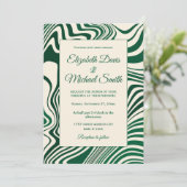 Invitation Motif Abstrait Retro Green (Debout devant)