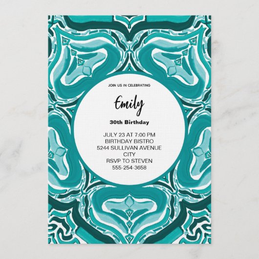 Invitation Motif Abstrait Sarcelle Moderne (Devant)