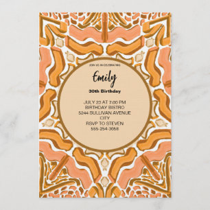Invitation Motif Abstrait Terracotta Coup de Pinceau Moderne