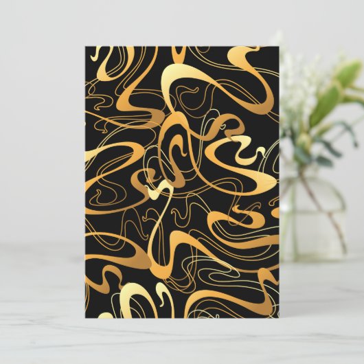 Invitation Motif Abstrait Tourbillonnant Doré (Debout devant)