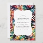 Invitation Motif animal Abstrait coloré Quinceanera (Devant)