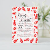 Invitation Motif animal de homard rouge mou (Debout devant)
